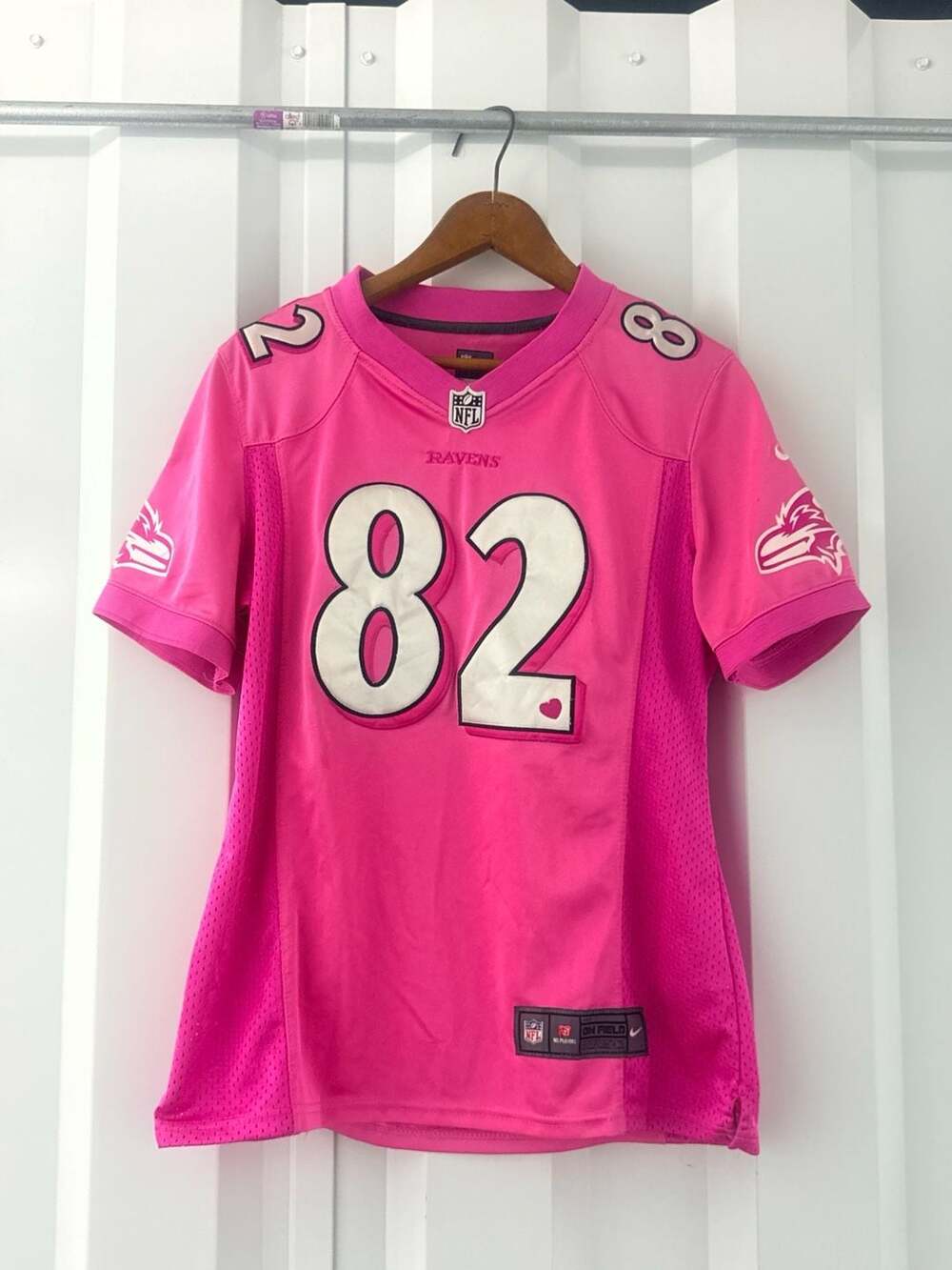Nike Baltimore Ravens  #82 Pink Breast Cancer Awareness NFL Women Jersey Size M